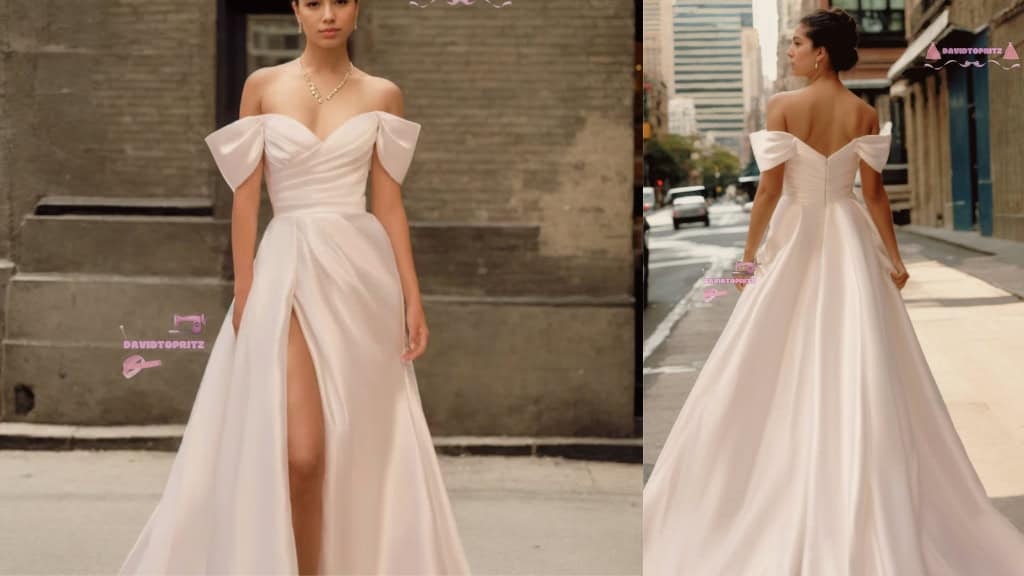 Off White Satin A-Line Wedding Dress