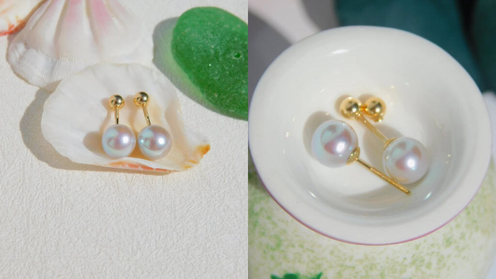 Pastel Blue 7.5mm Akoya Pearl Studs