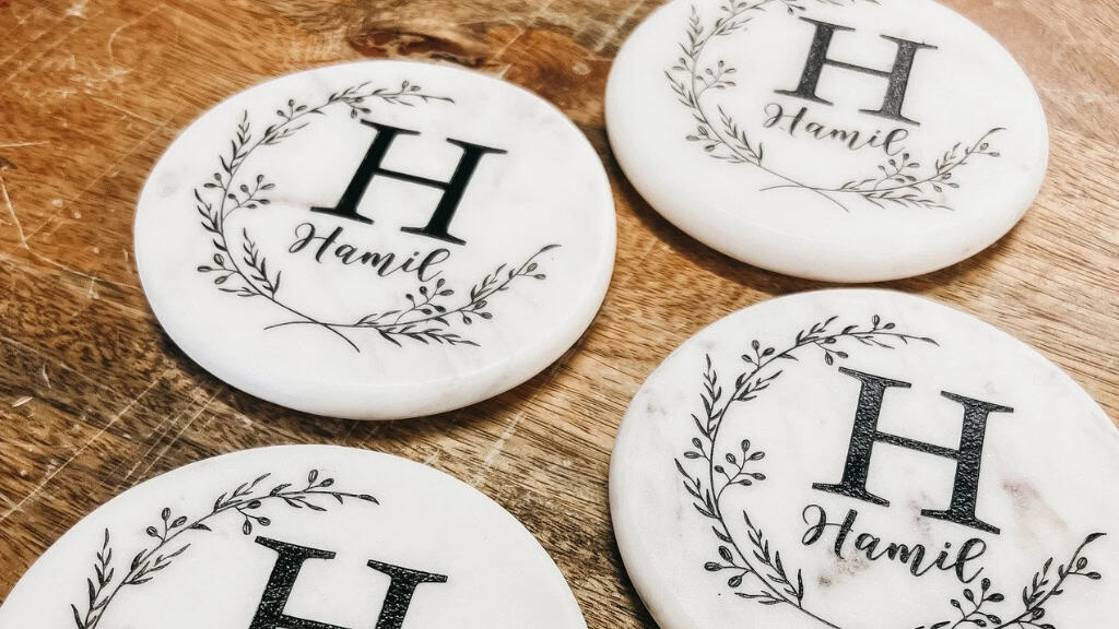 Personalized Marble Etched Coaster