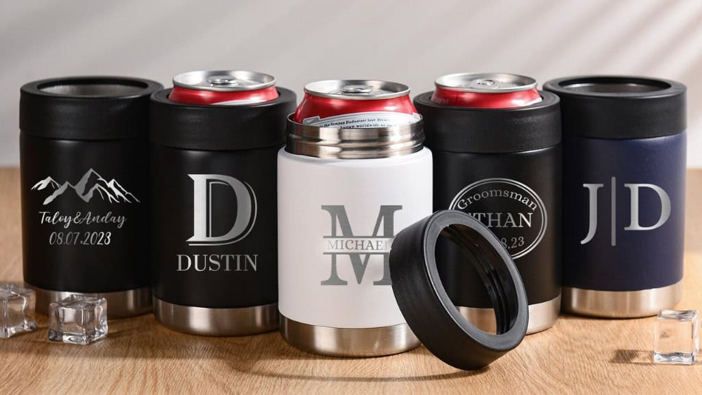 Personalized Engraved Metal Can Cooler