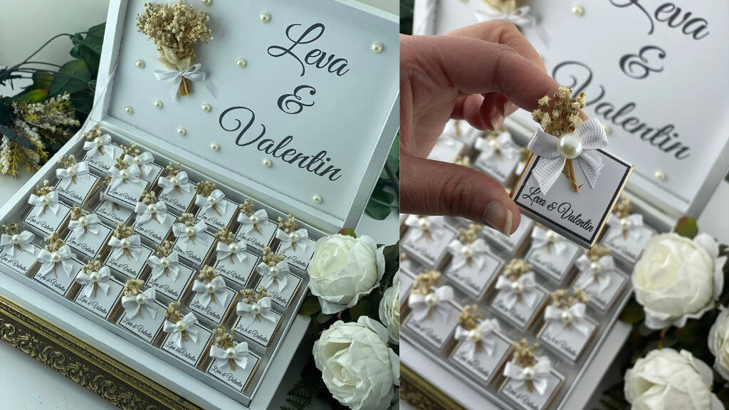 Personalized Wedding Chocolates with Floral Designs