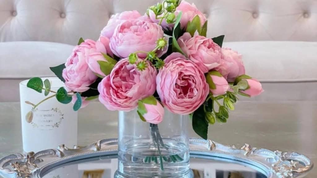 Pink Rose Peony Silk Arrangement Centerpiece