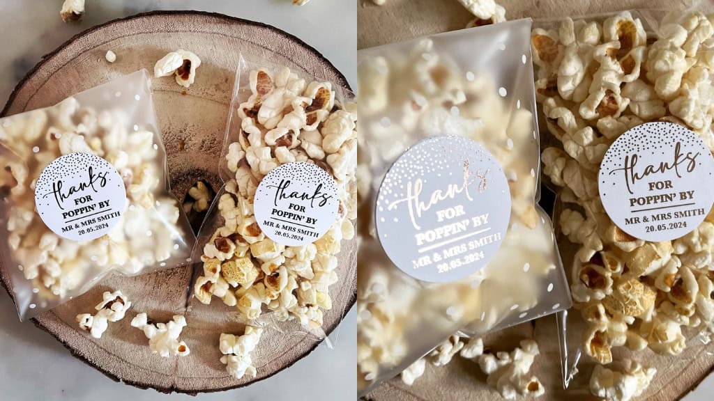 Popcorn Wedding Favors with Gold Stickers