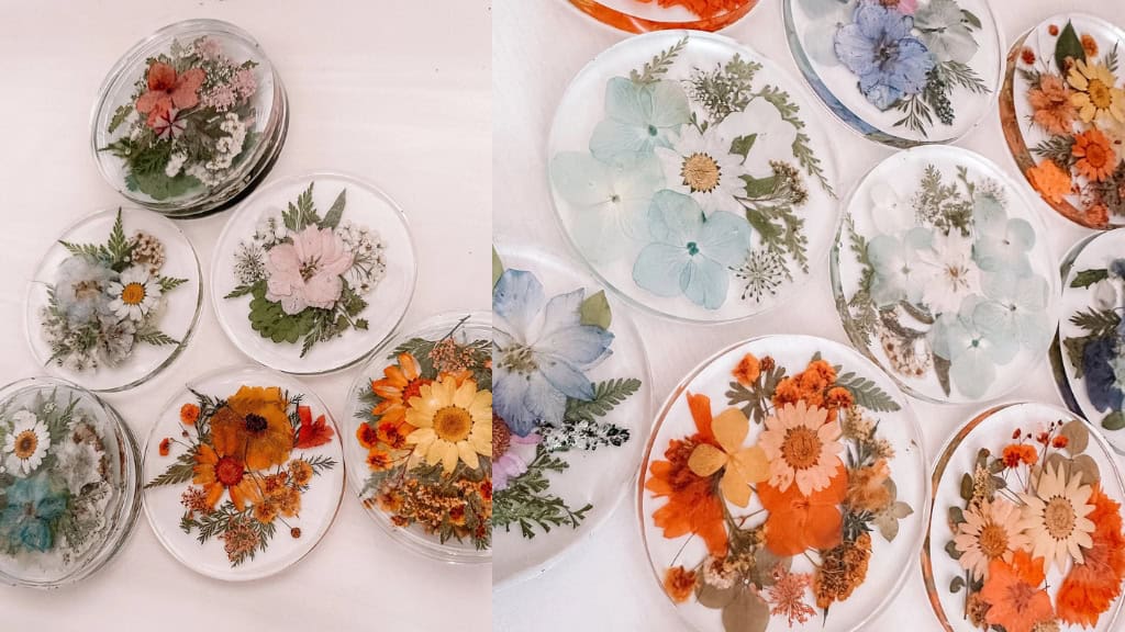 Pressed Flower Coaster Set