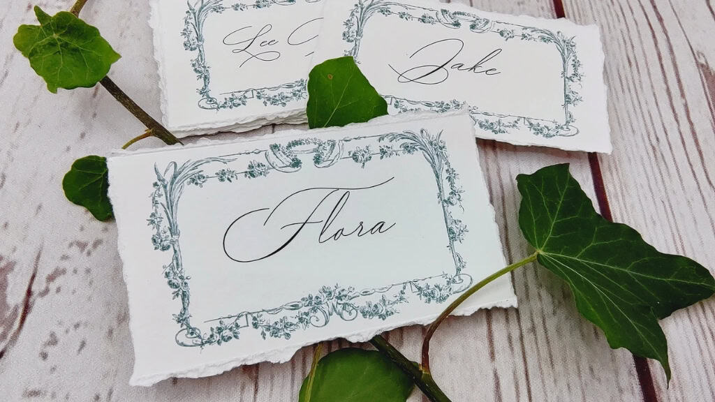 Rococo Floral Wedding Place Cards