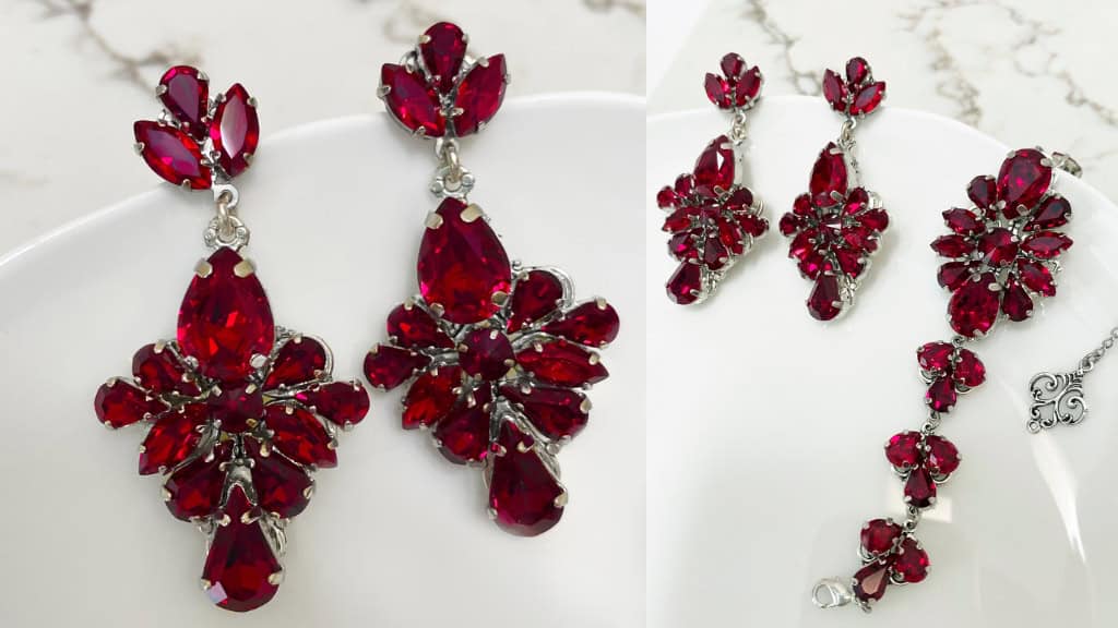 Ruby Chandelier Bridal Earrings