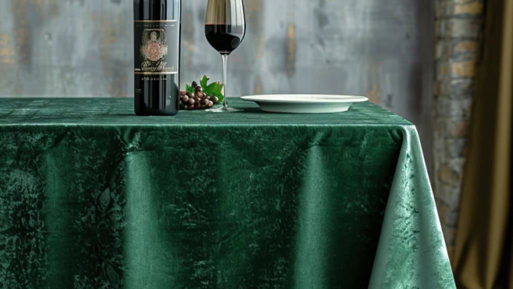 Green Velvet Rectangle Tablecloth