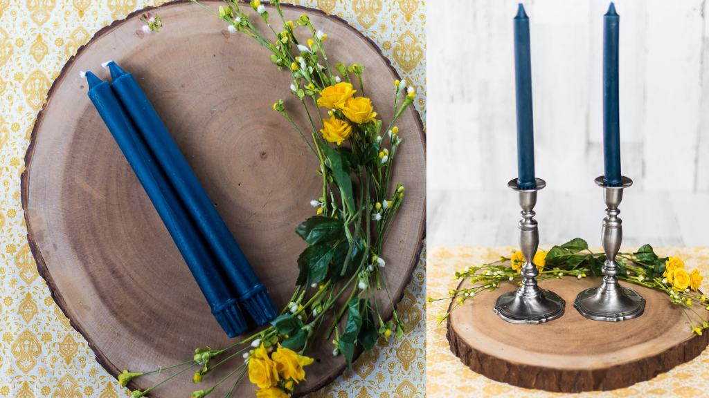 Sapphire Blue Beeswax Taper Candles
