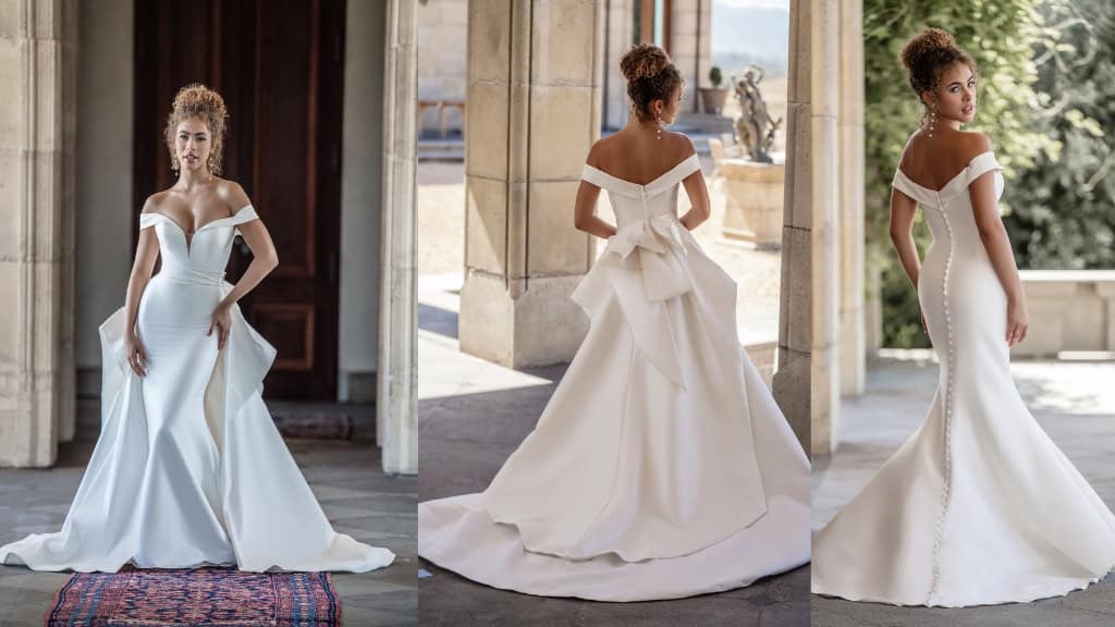 Satin Mermaid Wedding Dress with Detachable Train