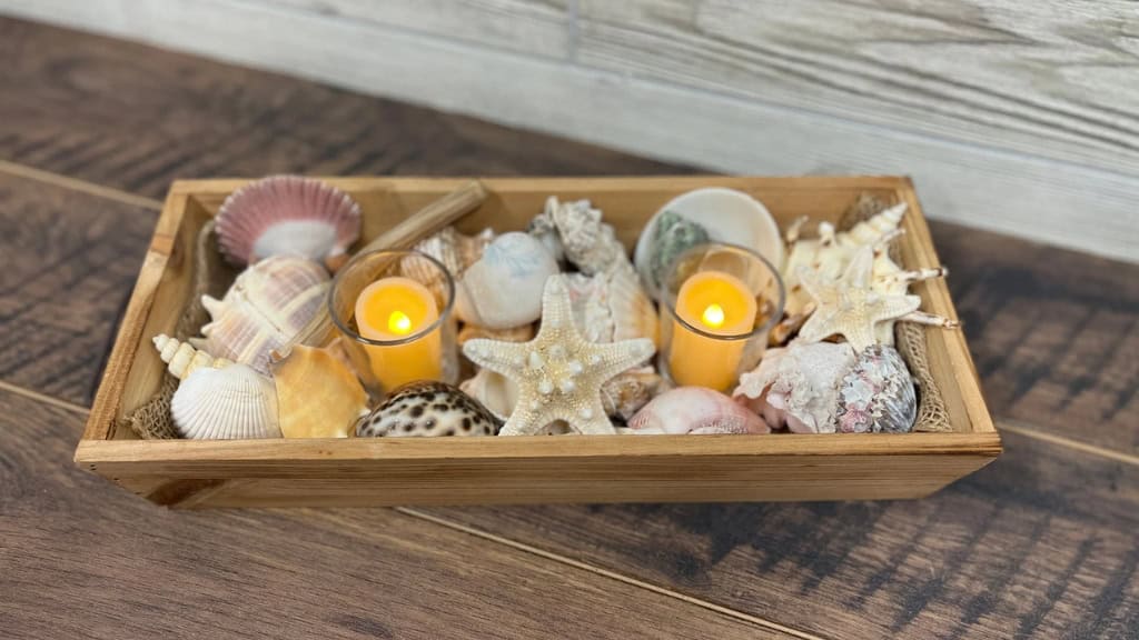 Seashell Beach Decor Centerpiece with LED Candles