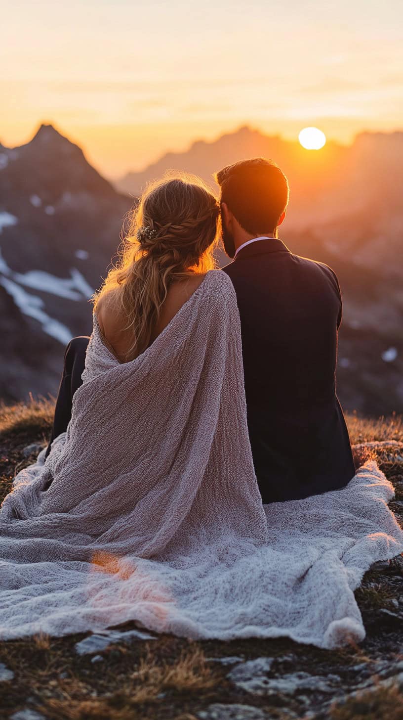 Sharing a Blanket at Sunset