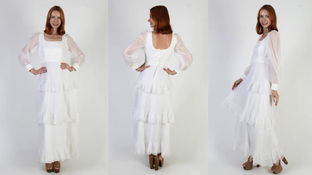 Lorrie Deb Sheer White Chiffon Wedding Dress