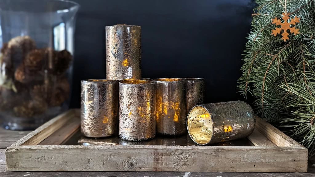 Silver and Gold Mercury Glass Votive Holders
