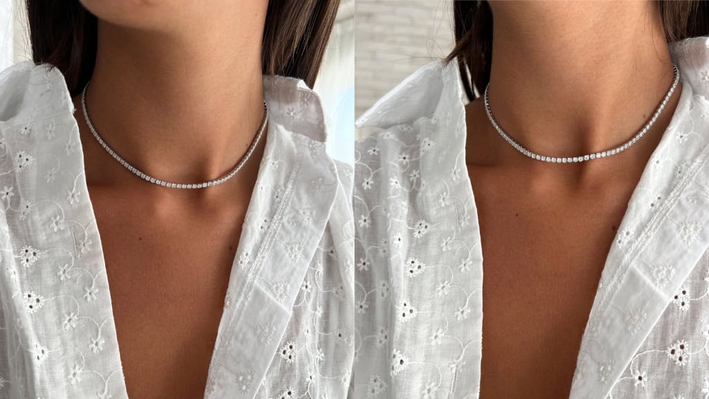 14k Gold Cubic Zirconia Tennis Choker