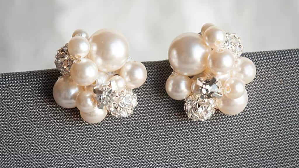 TASMIN Pearl Cluster Bridal Earrings
