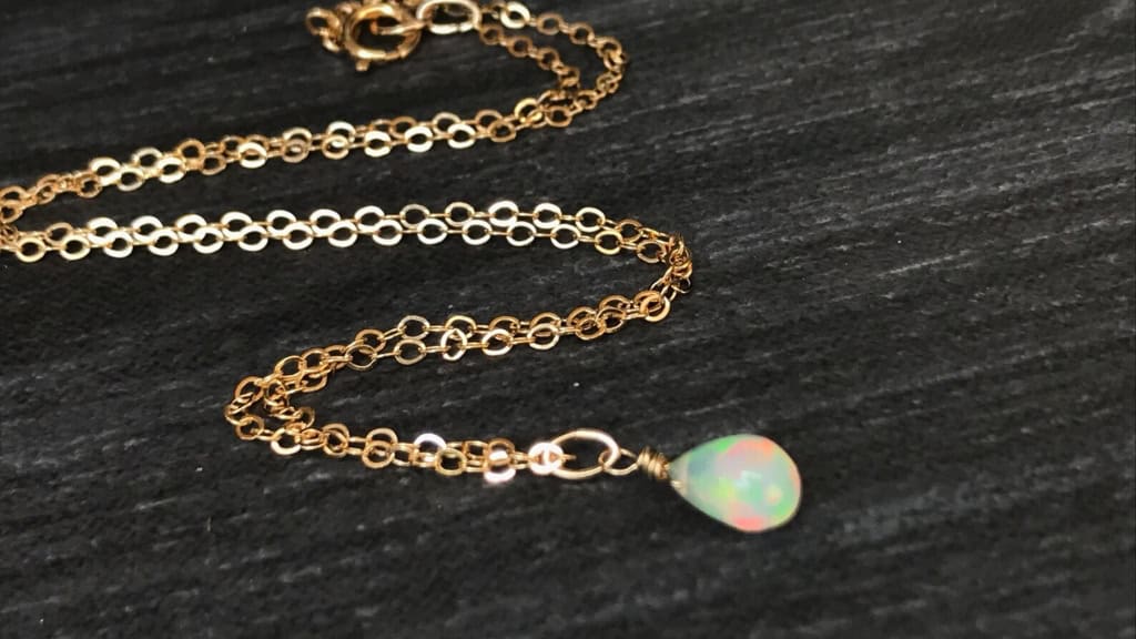 Gold Ethiopian Welo Fire Opal Choker