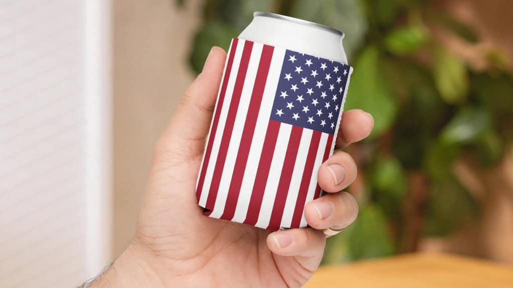 USA Flag Drink Can Cooler