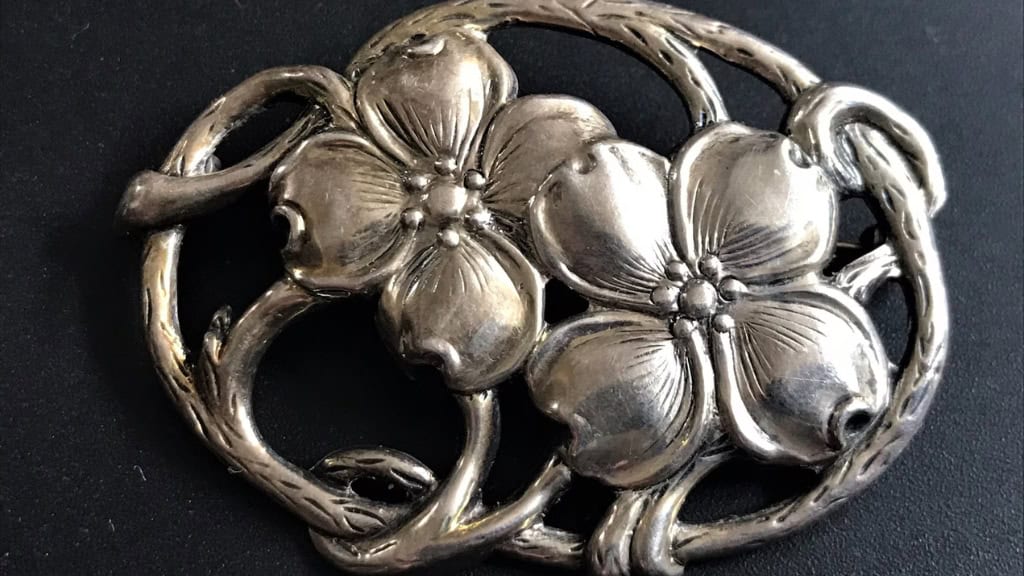 1940s Sterling Silver Floral Brooch