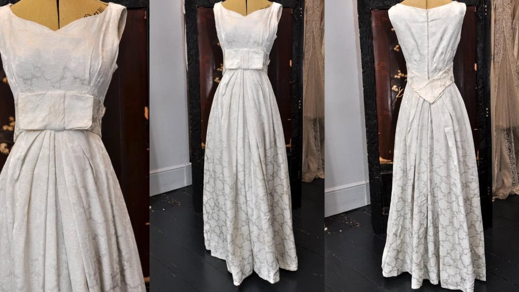 Vintage 1960s Brocade Wedding Dress