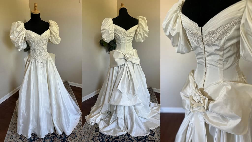 Vintage 1980s Off-Shoulder Wedding Ballgown