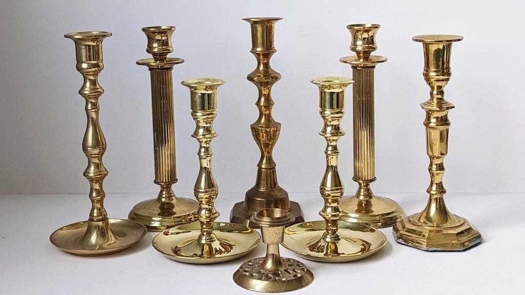 Vintage Solid Brass Candlestick Holder