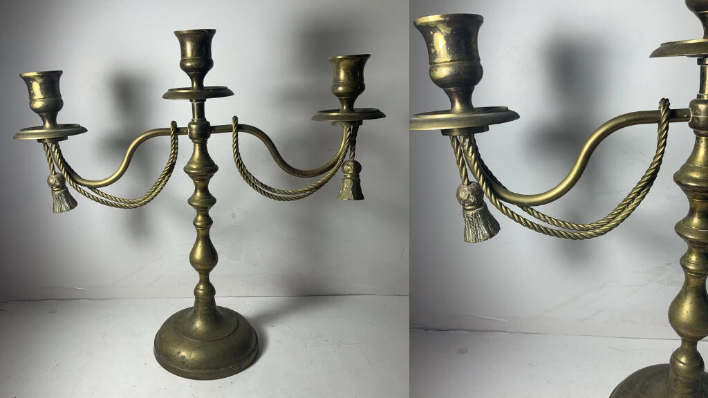 Vintage Brass Tassel Candelabra