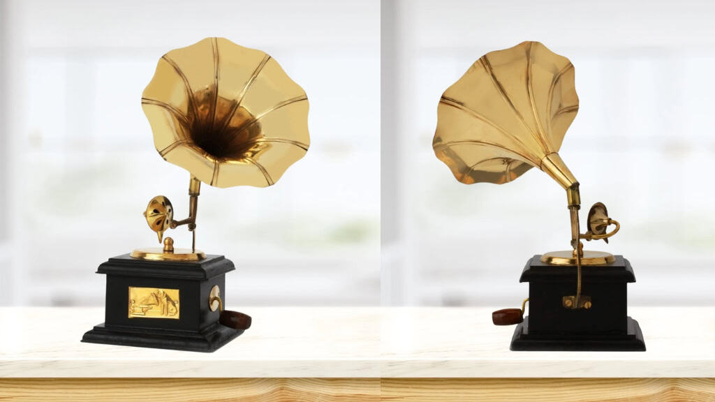 Vintage Golden Gramophone Showpiece