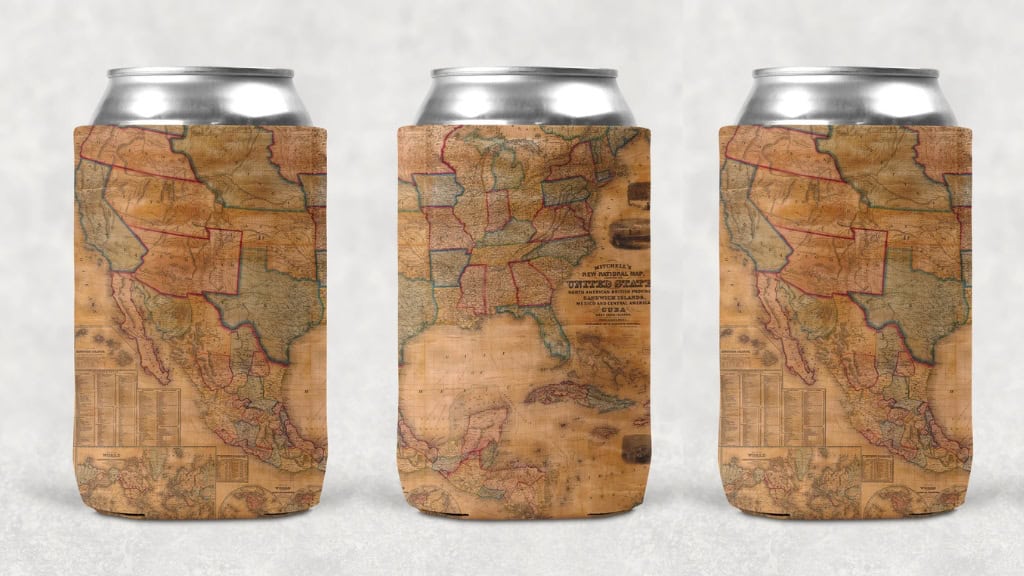 Vintage Map Sublimated Can Cooler