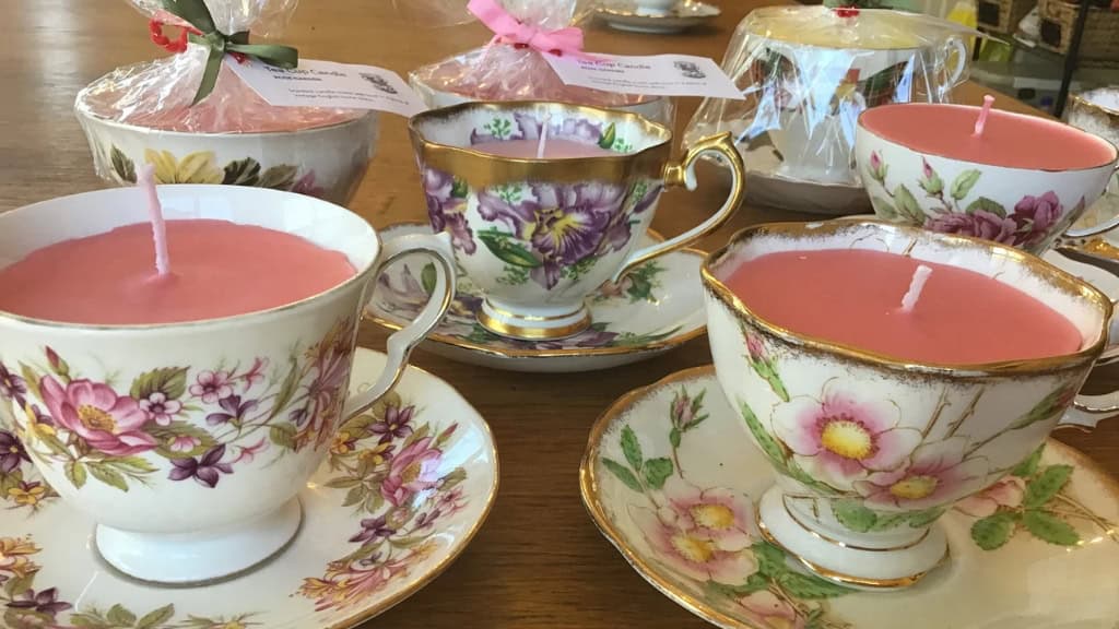 Vintage Lavender Lemon Tea Cup Candle