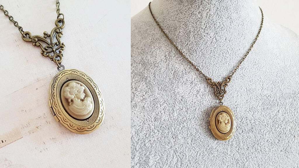 Vintage Victorian Cameo Bronze Locket