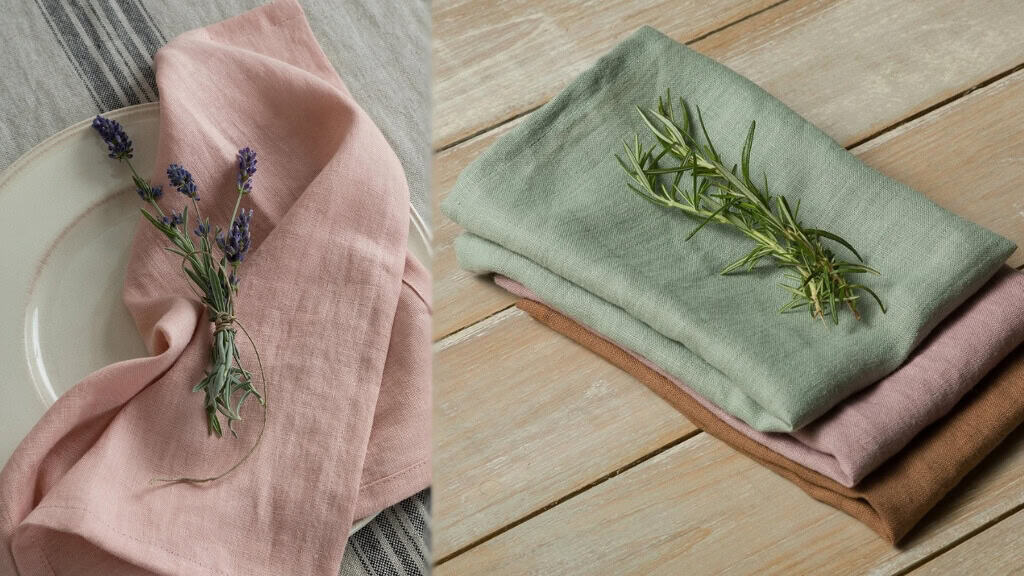 Washed Blush Pink Linen Napkins Set