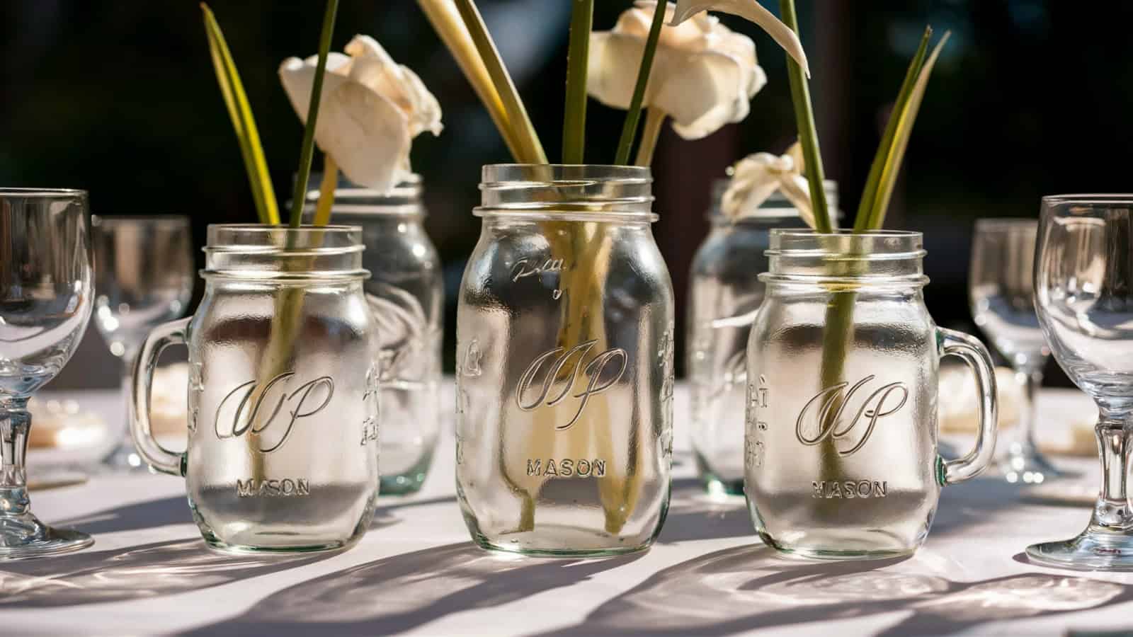 Wedding table decorations jars