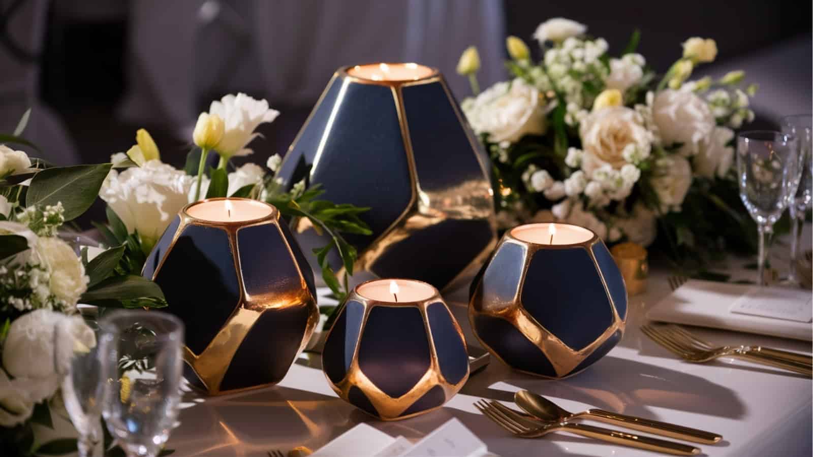 Wedding table decorations navy