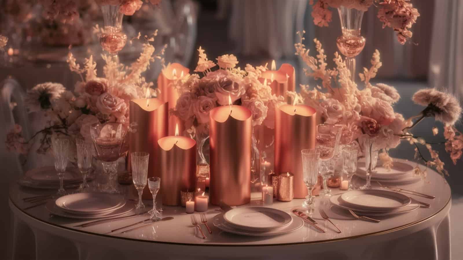 Wedding table decorations pink