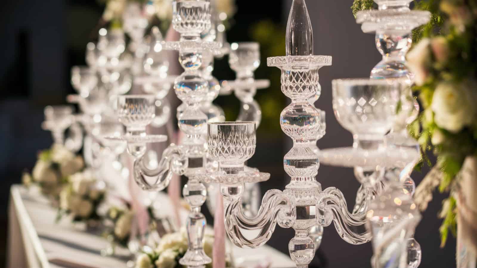 Wedding table decorations with candles