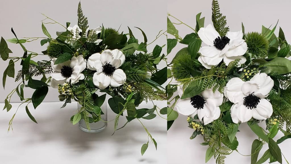White Anemone & Fern Bridal Bouquet