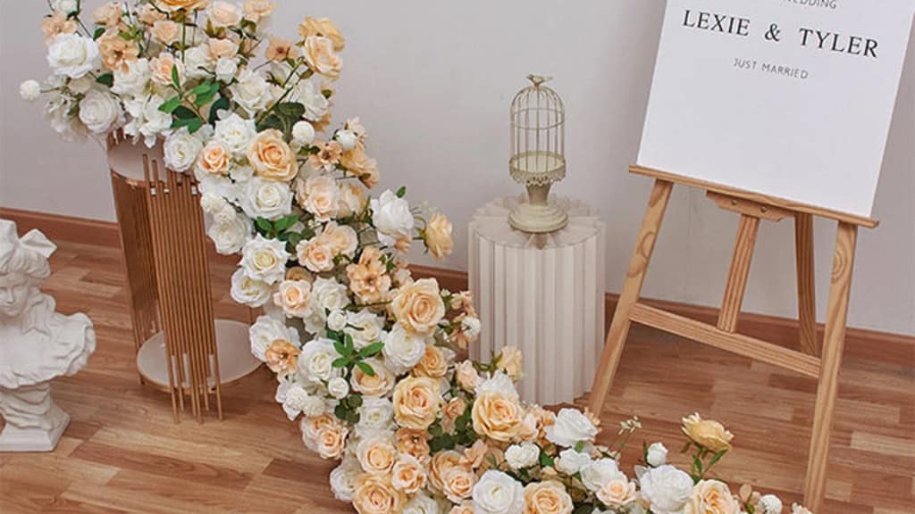 White & Blush Wedding Flower Row