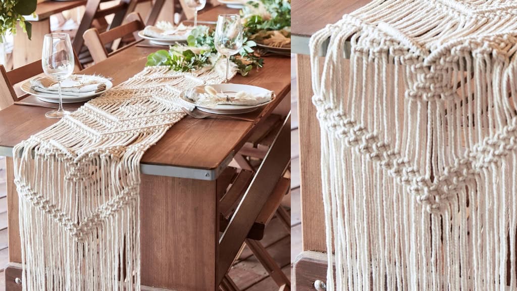 White Macramé Table Runner