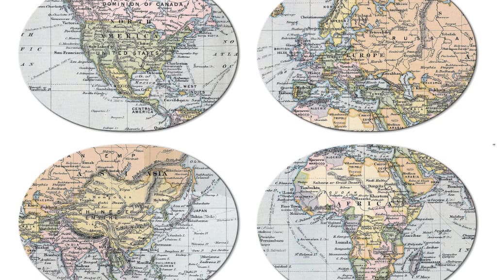 World Map Placemats with Basket Texture