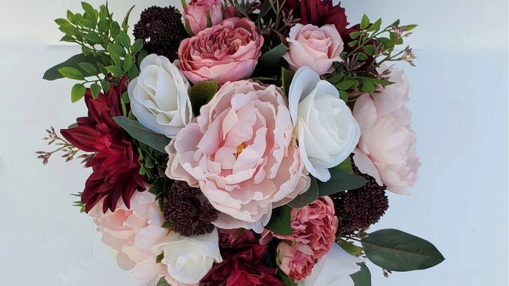 Burgundy & Blush Silk Bridal Bouquet
