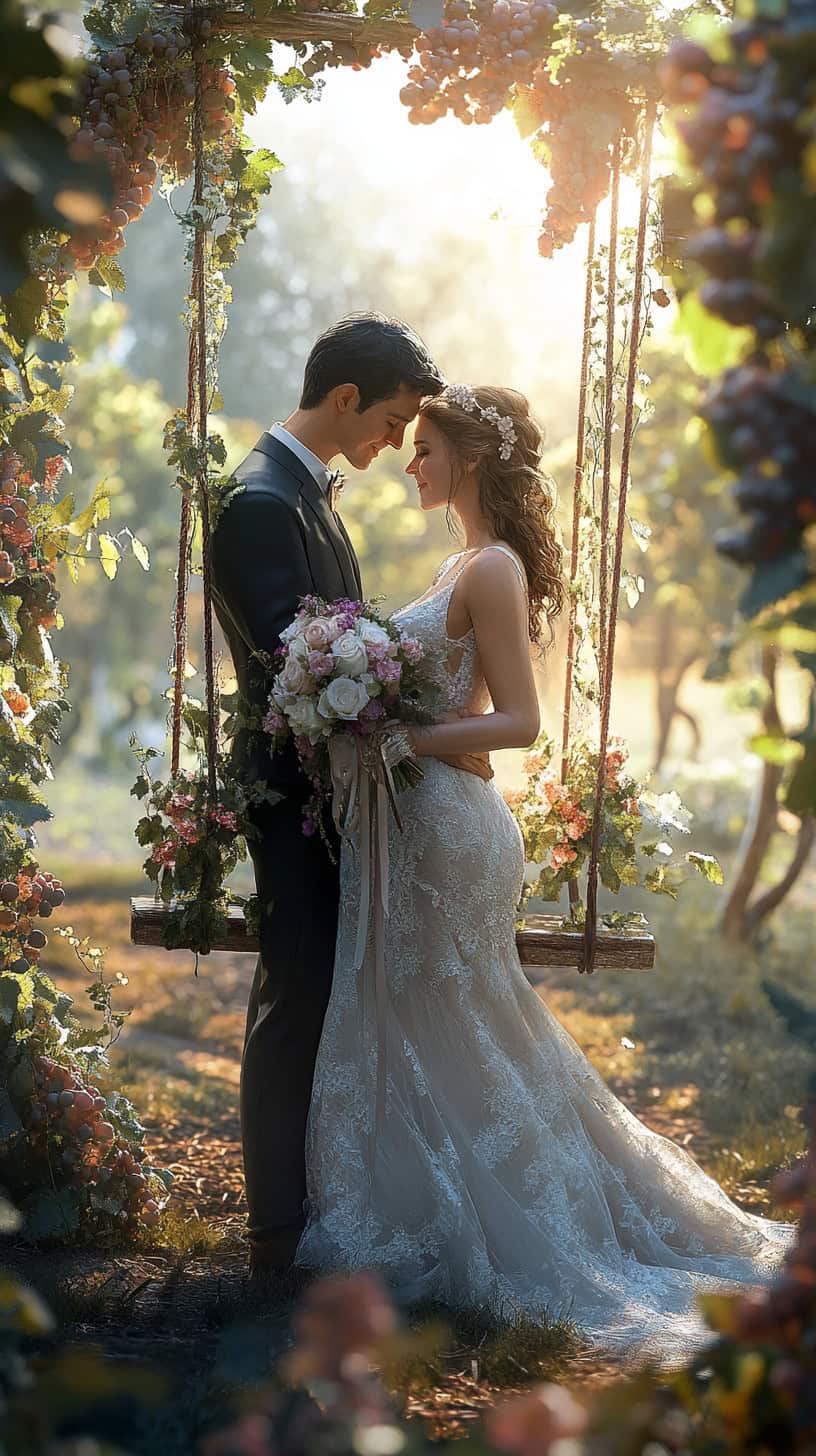 Elegant Vineyard Swing Shot