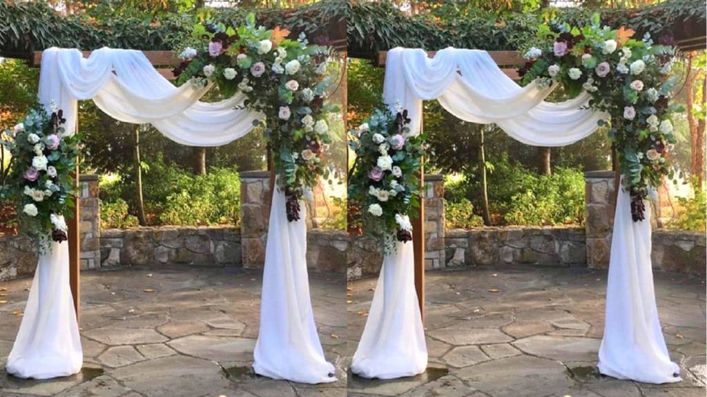 Elegant White Wedding Arch Draping Set