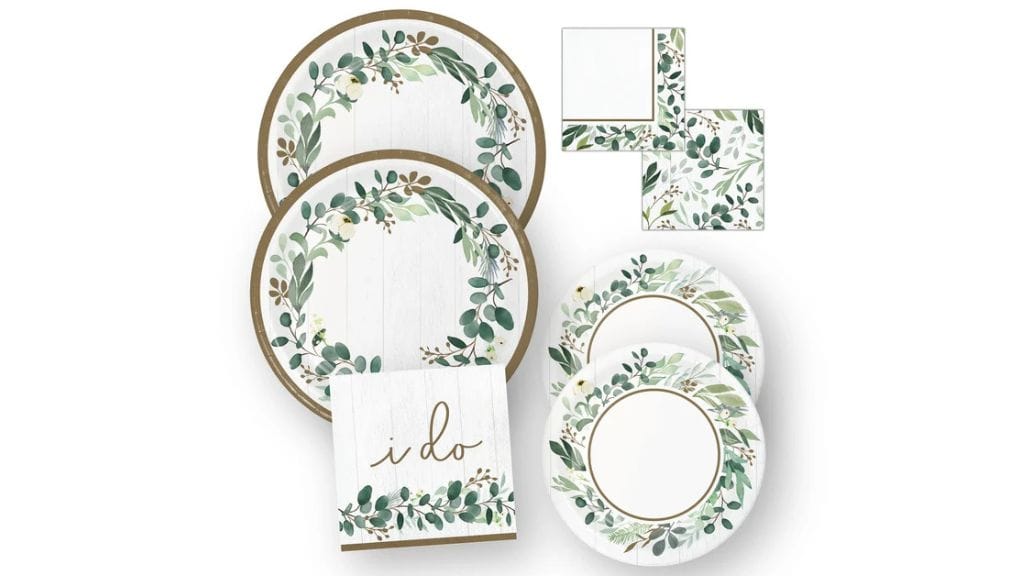 Eucalyptus Botanical Wedding Paper Plates