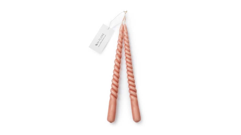 Hannah Coral Pink Twisted Taper Candles