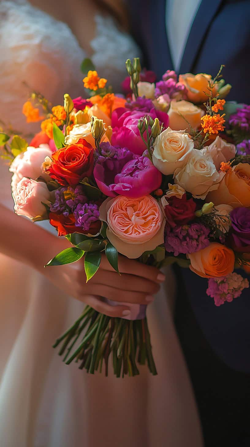 Holding Hands with Bouquets