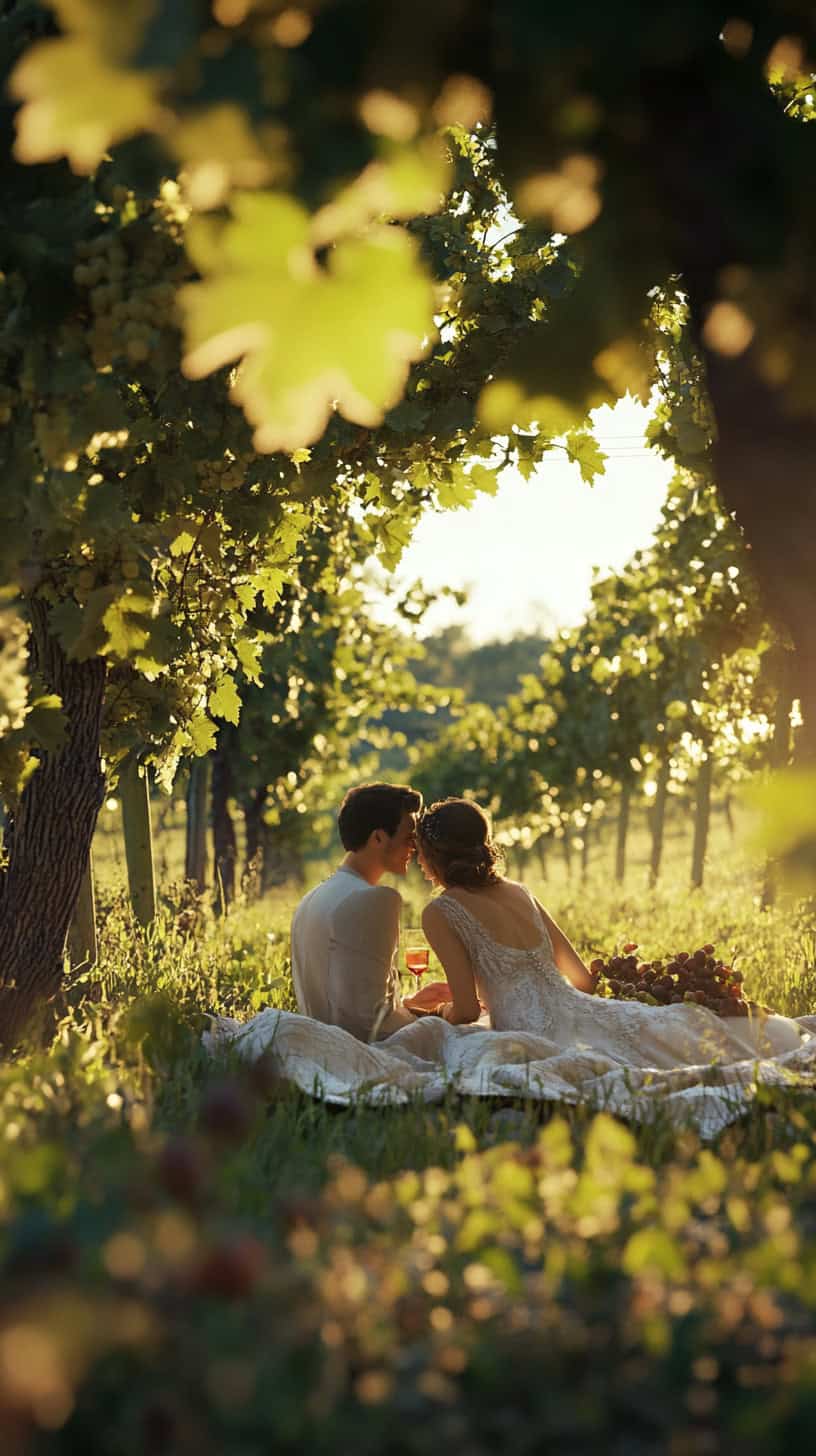 Intimate Picnic Setup Among the Rows