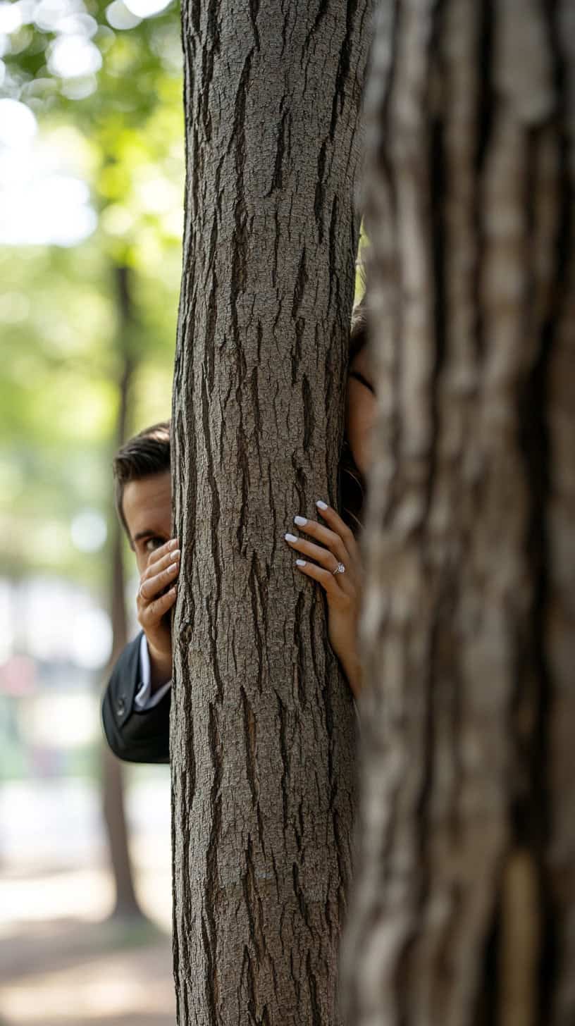 Peek-a-boo Behind a Tree