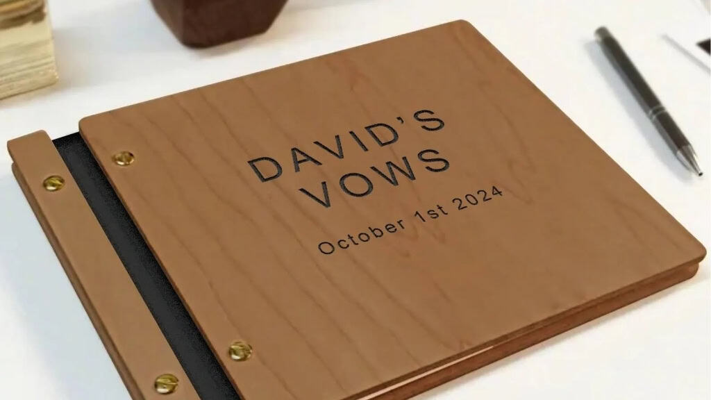Personalized Engraved Wood Wedding Guest Book