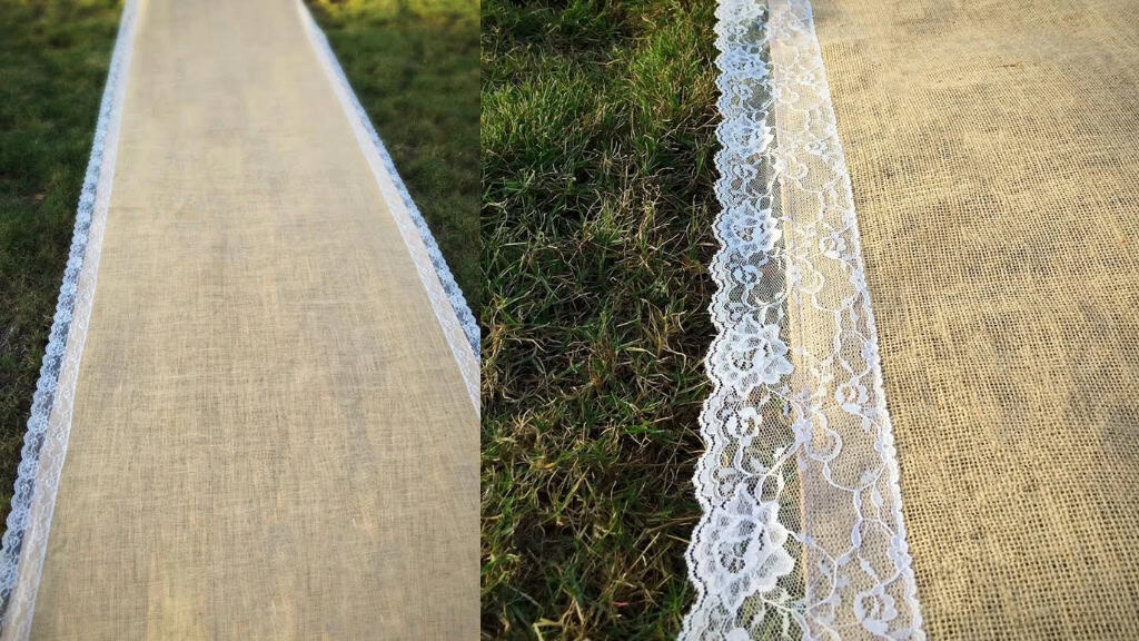 Rustic Burlap & Lace Wedding Aisle Runner