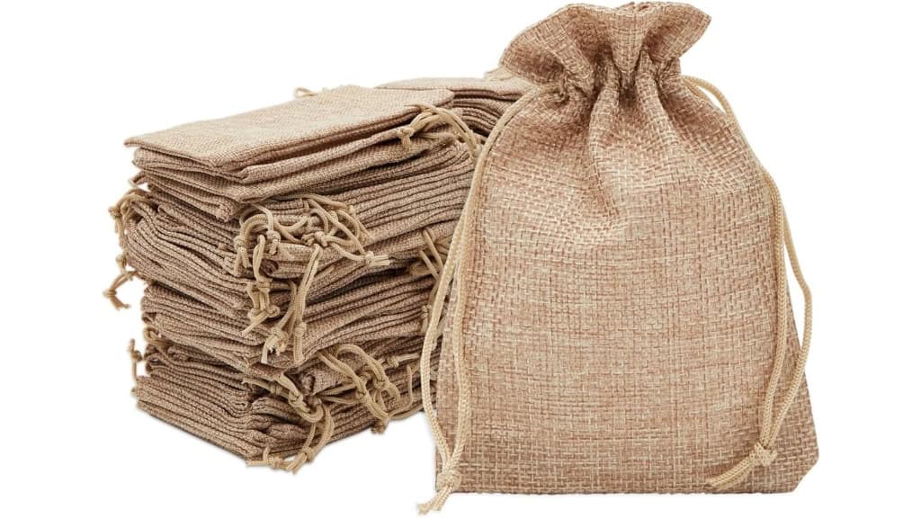 Set of 12 Rustic Burlap Favor Bags